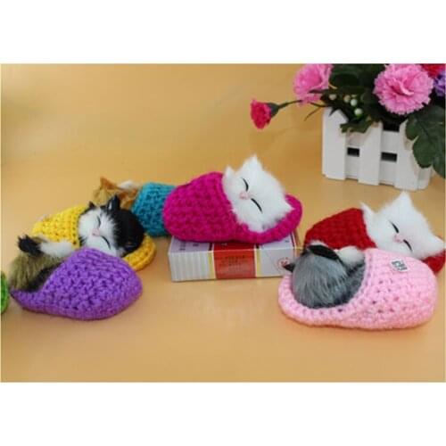 Artificial cat toy, sleeping kat mini Pet toy Cat,cute kittens pussy cat,no mess,fun sweet doll gift for child girls