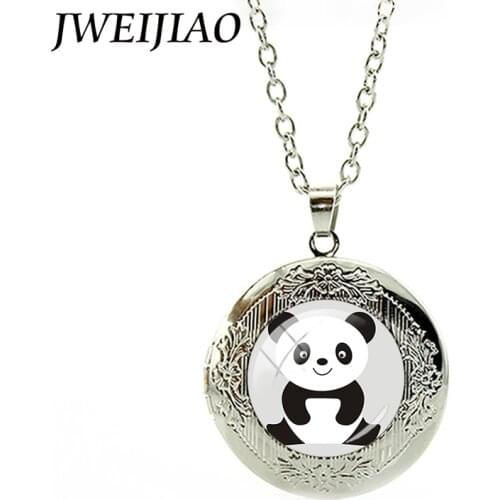 JWEIJIAO New Fashion Jewelry Cute Panda Round Pendant Necklaces Sweater Necklaces Jewelry Child Girls Gift Wholesale E762
