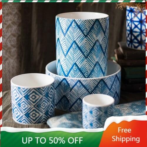 Ceremic Plant Pot Set White Bathroom Minimalist Nordic Style Flowerpot Succulents Indoor Macetas Decorativas Clay Pot ZZ50HP