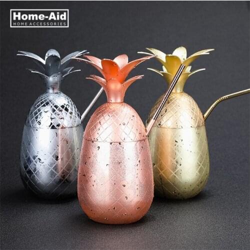 Pineapple Tumbler Moscow Mule Mugs 900ml Beer Copper Mug Stainless Steel Cup Cocktail Cup Wine Glass Drinking Bar Tool