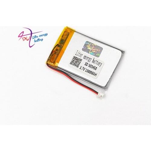 JST 1.25mm 2pin 503450 3.7V 1000MAH Lithium Polymer LiPo Rechargeable Battery cells For Mp3 DVD PAD speaker camera recorder