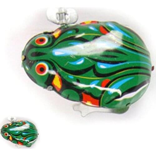Metal Wind-up Jumping Frog Clockwork Tin Toys Children Funny Game Vintage Doll Y4UD