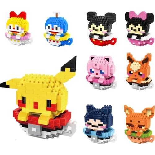 Cartoon Cup Micro Building Blocks Pokemon Pikachu Jigglypuff Eevee Bulbasaur Diamond Mini Brick Figrues Toys For Kids