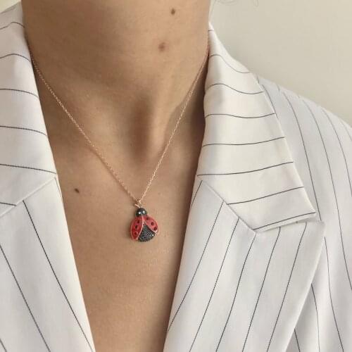 My Ladybug 925 Sterling Silver Necklace Women Girls Gift Jewelry Accessories Fashion Handmade Elegant Chain