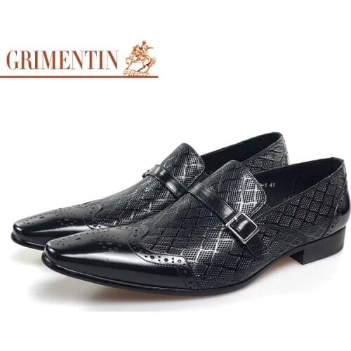 Grimentin stylish men dress shoes genuine leather designer formal male business shoes