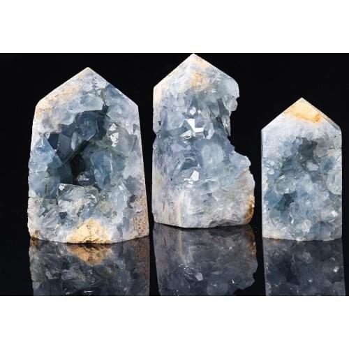 Natural Towar Blue Celestite Crystal Cluter Gemstone Magic Point Ornament Reiki Crystal Healing Blue Stone Home Decor Pendulum