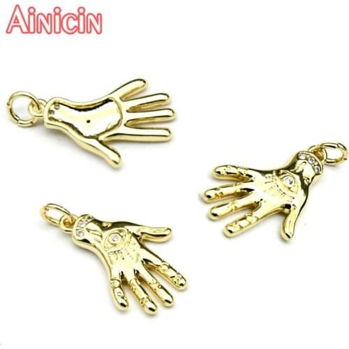 New Arrival Eyes In Hand Gold Color Vacuum Plating Charms & Pendants For Necklace Earrings Making Findings 10pcs/lot