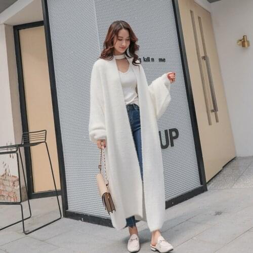 Autumn Winter Warm Long Coats New Cardigan Sweater Womens Faux Mink Velvet Bat Sleeve Coat Korean Style All Match Womens Coat