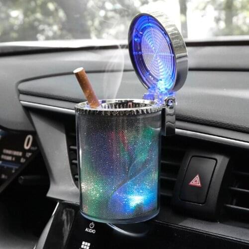 Car Ashtray With Led Light Cigarette Cigar Ashtray Container Ashtray Gas Bottle Smoke Cup Holder Storage Cup Car Supplies 1 Pc