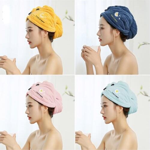 Daisy Hair Towels Quick Drying Absorbent Turban Letter Embroidery Anti Frizz Bath SPA Hair Wipe Long Curly Dry Hair Towel