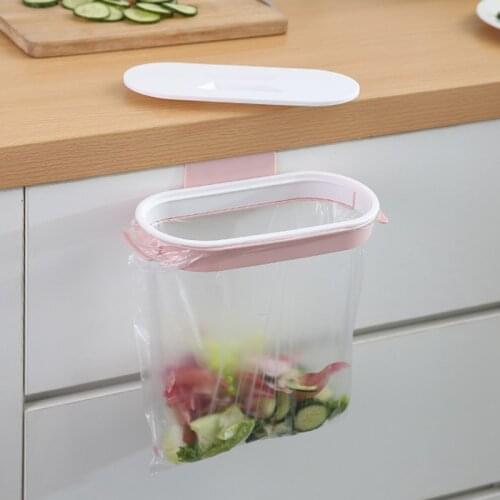 Portable Plastic Garbage Hanging Bag Kitchen Trash Storage Rack Bag Hook Scouring Pad Dry Shelf Holder Kitchen Organzier