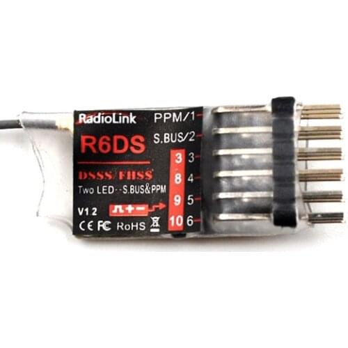 Original RadioLink R6DS 2.4G 6CH DSSS & FHSS RC Receiver for RadioLink AT9 AT9S AT10 Transmitter Support SBUS PPM PWM