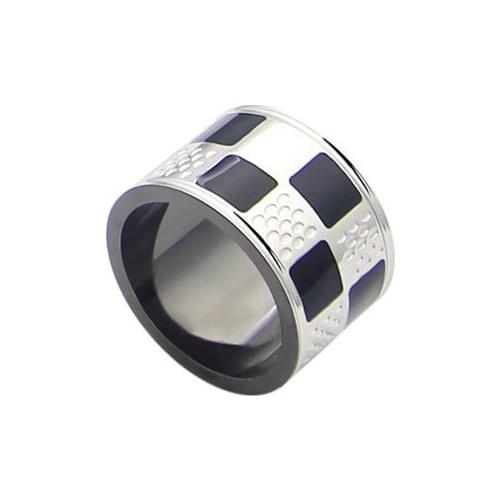Titanium jewelry V letter black plaid wide-sided ring lovers wide version of the ring
