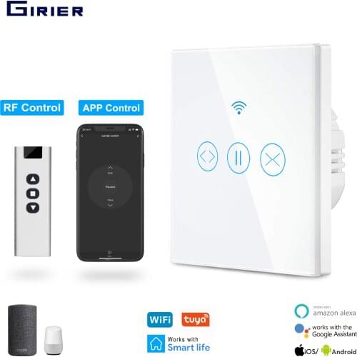 GIRIER Tuya Smart Wifi RF Blind Curtain Switch EU for Roller Shutter Electric Motor Works with Alexa Google Home Smart Life App