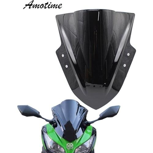 For Kawasaki Ninja 300 R EX300 EX300R ex300 r 2013 2014 2015 2016 2017 black Windshield WindScreen Double Bubble EX 300 R