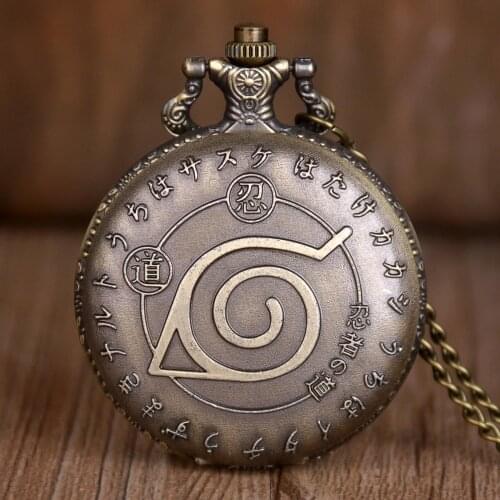 Retro Japan Cartoon Bronze Quartz Pocket Watch Vintage Men Kids Pendant Necklace Fob Watch