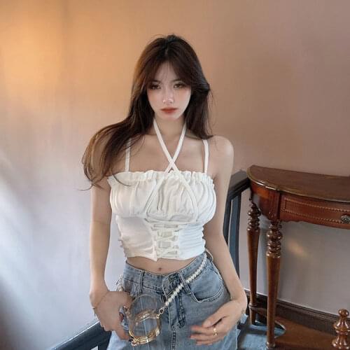 Ladies Suspenders Thin Sunscreen Outer Wear Blouse Design Sense Niche Hot Girl Blouse Shoulder Long-Sleeved T-shirt Female Ladi