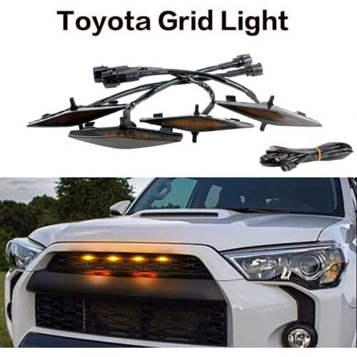 1Set Car Grid Light Small Yellow Light Grille Middle Mesh Light Suitable for Toyota 4RUNNER TRD PRO Off-road 2014-2019