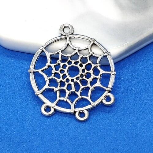 10pcs 29x34mm Antique Silver Color Plated Dream Catcher Charms Pendants for Jewelry Making Earrings DIY Aesthetics Accessories