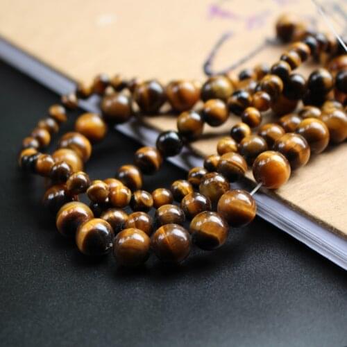 15.5" A Grade Natural Tiger-Eye Beads Yellow Color 6 8 10 12mm Natural Stone Beads for jewelry making