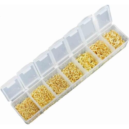 1500pcs Gold Plated Silver Open Jump Ring 3mm 4mm 5mm 6mm 7mm 8mm Box Set for Jewelry Making (Jewelry Container is Included)