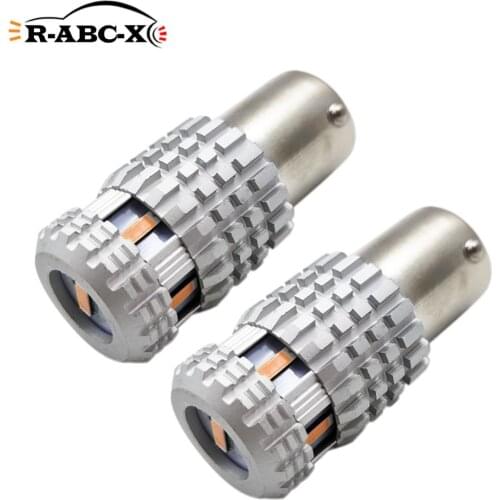 2 pcs 1860 6smd Canbus BAU15S Car led Turn reverse Signal light auto backup lamp 10V-30V 12V 24V LED bulb 800lm yellow Amber