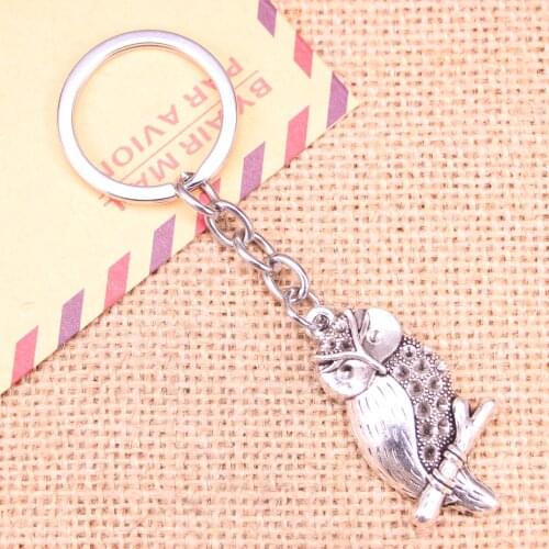 20pcs New Fashion Keychain 41x22mm owl Pendants DIY Men Jewelry Car Key Chain Ring Holder Souvenir For Gift