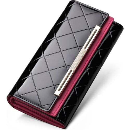 2020 Fashion Patent Leather Women Wallet Female Long Clutch Lady Wallets Portomonee Rfid Brand Money Bag For Girls Coin Purse