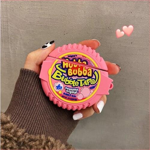 3D Cute Pink Bubble Gum Box Cases For Apple AirPods 1 2 Earphone Case for Air Pods Pro Wireless Headphones Silicone Cover Funda