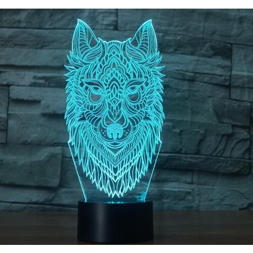 3D Wolf Night Light 7 Color Change USB Touch Switch Bedroom Decoration Led 3D Table Lamp Kid Creative Gift