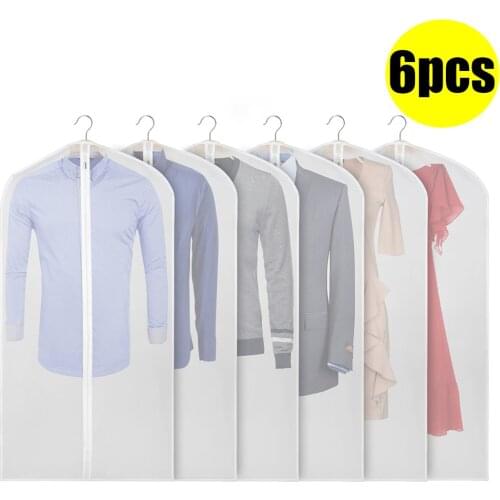 6Pcs/Pack Frosted Suit Garment Cover Bag Protector Clothes Dust Cover Home Storage Eco Friendly PEVA Anti-dust Clothes Cover