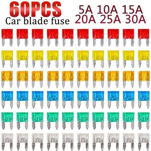 60Pcs 5A 10A 15A 20A 25A 30A Auto Car Truck Assortment Mini Blade Fuses Kit