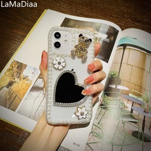 Fashion Bling Diamond Love Heart Mirror Glitter Crystal Case For Xiaomi11 10 8 9 Lite SE POCO X2 X3 F3 M3 9T 10T CC9 Pro MAX2 3