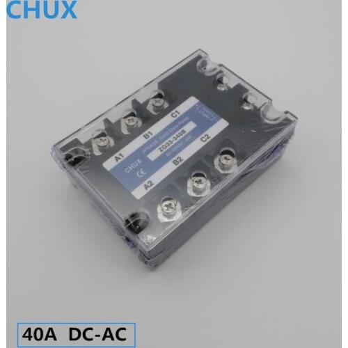 CHUX 40A Solid State Relay SSR DC Control AC 24vdc Three Phase 40A 40DA Solid State Relays 220V DC-AC