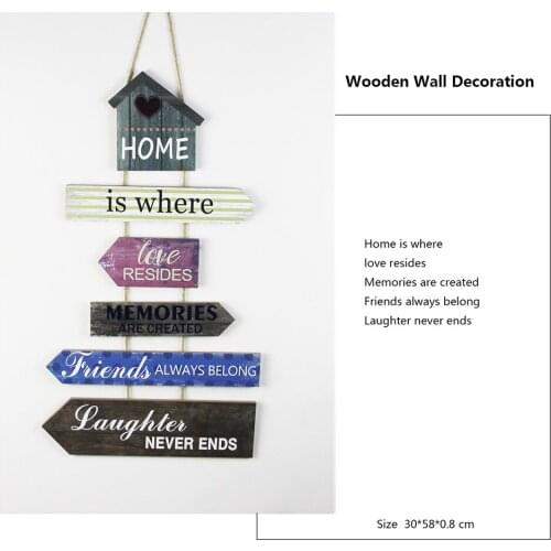 Wooden Series House Listing Wooden Home Accessories Crafts Wholesale English Wall Ornaments Retro Wall Hangings