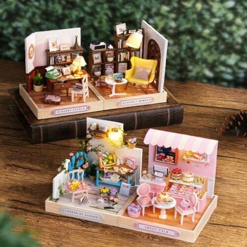 DIY Wooden Dollhouse Miniature Landscape Doll Houses With Furniture Kit Casa Assemble Toys for Kids Children Christmas Gift