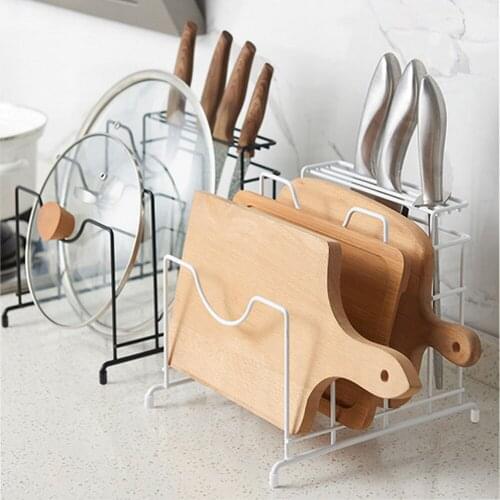 Pan Cover Holder Metal Support Frame Base Pot Lid Iron Storage Rack Stand Cutting Board Rests Organizer Kitchen Gadgets