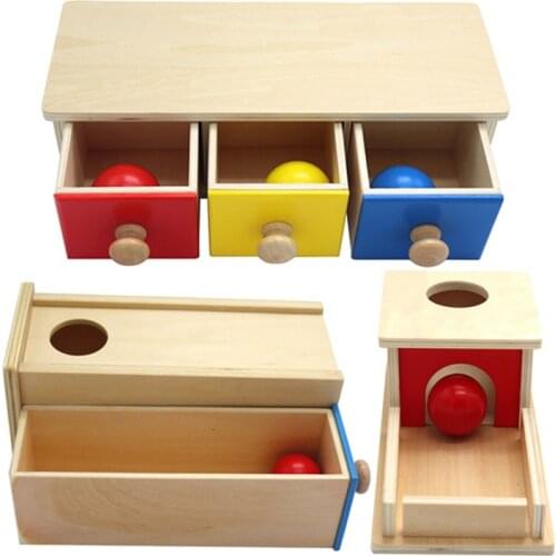 Baby Toys Montessori Imbucare Box With Ball Toy For Children Educational Wooden Toys Box Wood Products Kids Sensory Toys Gift