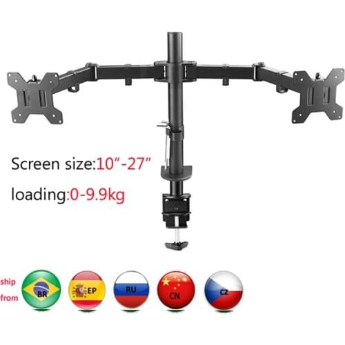 DL-MS02 Desktop Clamping Full Motion 360 Degree Dual Monitor Holder 10"-27"clamp base Monitor Mount Arm Loading 9.9kgs PC stand