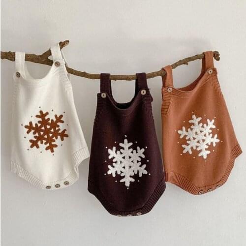 Baby Boys Girl Newborn Rompers Clothes New 2021 Spring Baby Boys Girl Sleeveless Knit Rompers Kids Boy Girl Snowflake Rompers