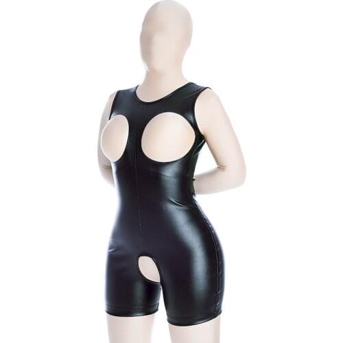 PU Leather Breast-exposed Restraint Suit tie-up BDSM Restraint Clothing Slave Exotic Apparel Club Adult Game Sex Toys For Couple