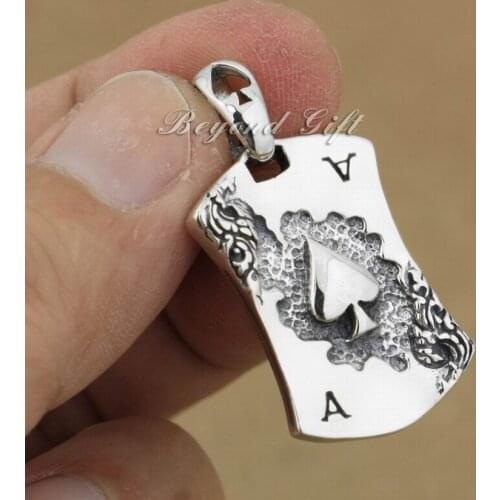 Fashion Tag 925 Sterling Silver Pendant Spades A Punk Jewelry 9R008