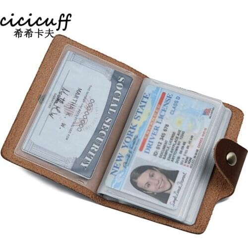Cow Leather 20 Slots ID Card Holder Crazy Horse Leather Business Bank Card Case Men Women Credit Case Wallet for Credit Cards