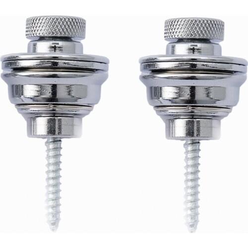 Musiclily Metal Big Strap Locks Buttons for Guitar or Bass, Chrome (2 Pieces)