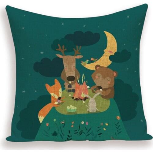 Happy Christmas Throw Pillow Case Merry Cartoon Deer Cushion Cover Pillow Cases Custom Home Decorative Sofa Car Cushions Covers