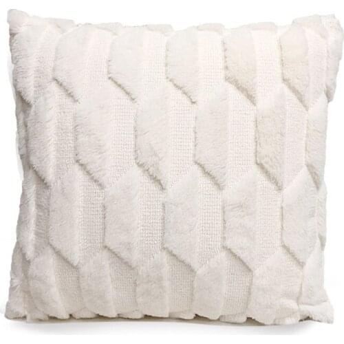 Geometric Pillowcase Plush Cushion Cover Solid Color Pillow Cover For Living Room Sofa Cushion Throw Pillow 43x43cm Home Decor