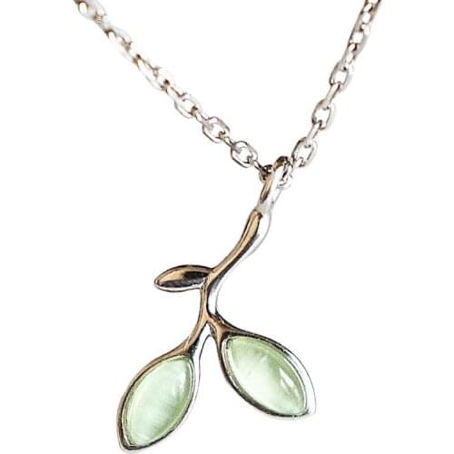 New Bohemian Opal Leaf Choker Necklaces Jewelry Silver Color Necklaces Pendants For Women Girls Colar Bijoux