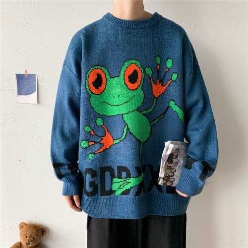 Big Size Casual Pullover Sweater 2020 Winter New Cartoon Woman Clothing Graphic Printed Fashion Male Sweater