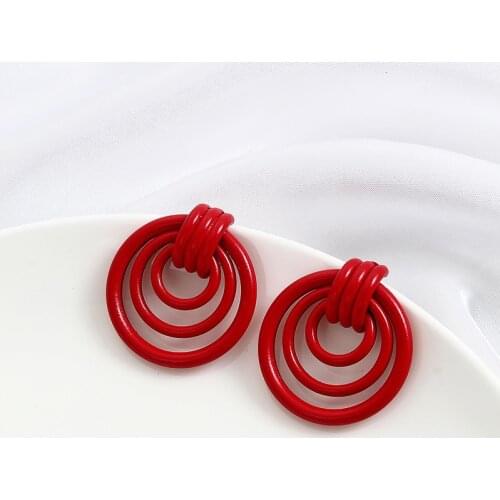 Simple Three Layered Circle Earrings Geometric White Round Studs for Women Girls Daily Ear Jewelry Accessories 2021