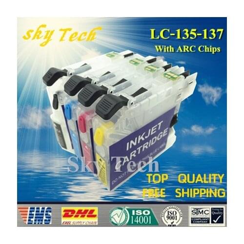 4PK Empty Refillable Cartridge suit for Brother LC135 LC137 ,Suit for J4410 J4510DW J4710DW J6520DW J6720DW J6920 ,With ARC chip
